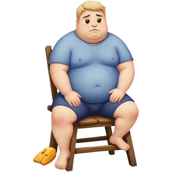 Fat guy sitting on a broken chair emoji