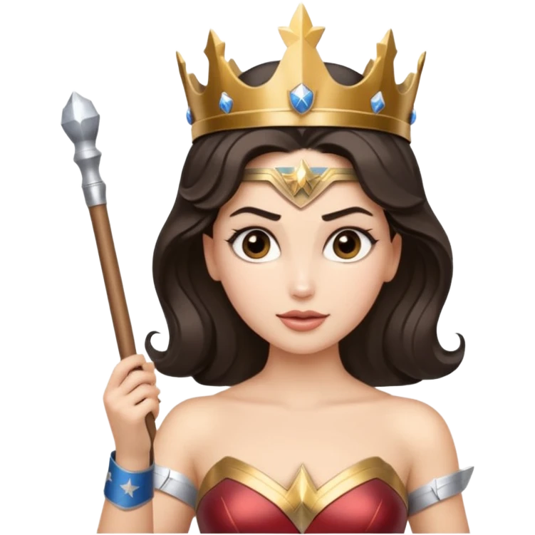 Wonder Woman holding white orchestra conductor’s baton emoji