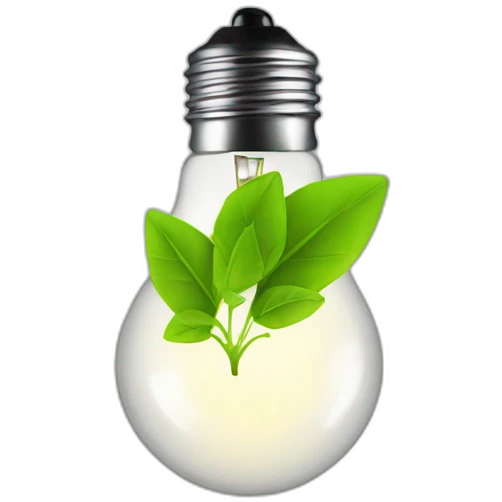 Light bulb with green leaf emoji