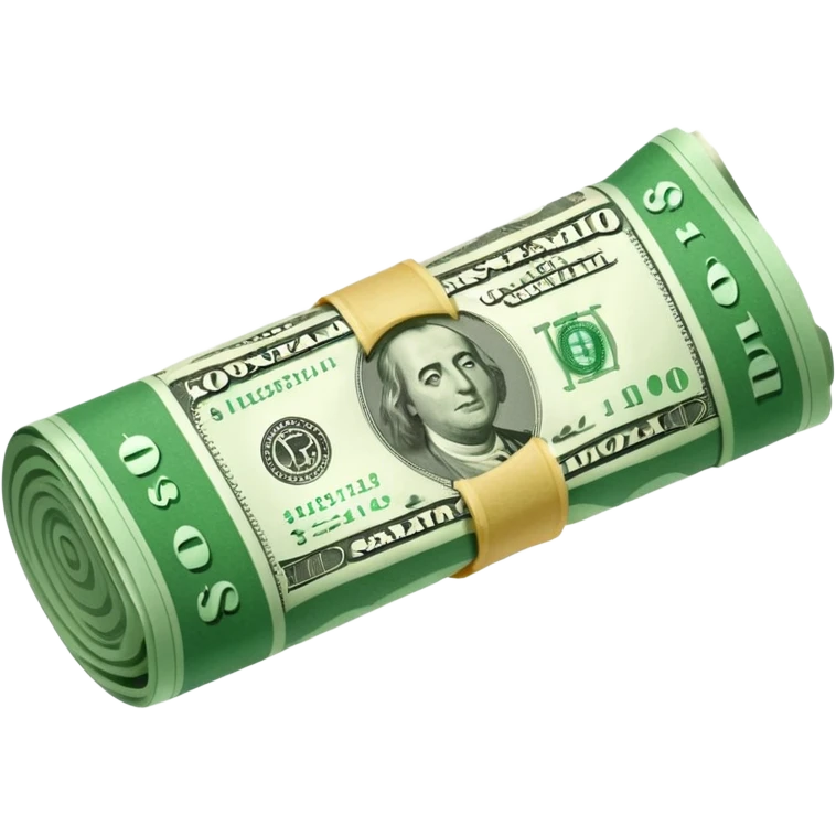 rolled up dollar next to pile of salt emoji