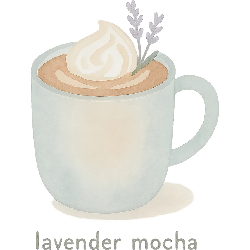 lavender mocha, cute and inviting emoji