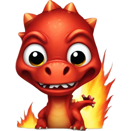 red dinosaur is angry in the eyes of fire emoji