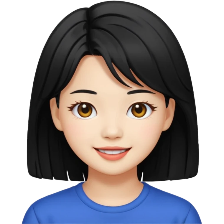 portrait emoji of Jeongyeon from TWICE, long black hair, cheerful expression emoji