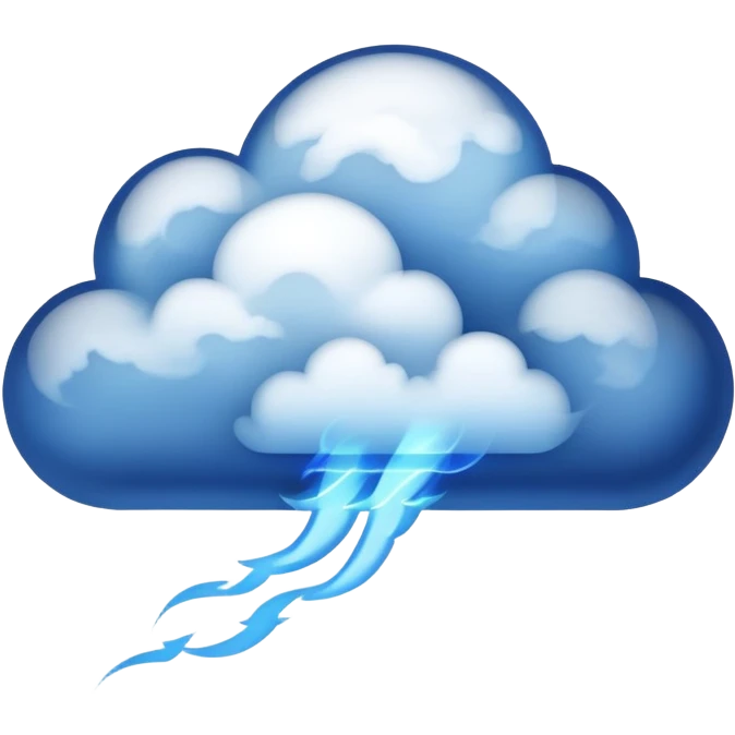 black cloud with blue lightning emoji