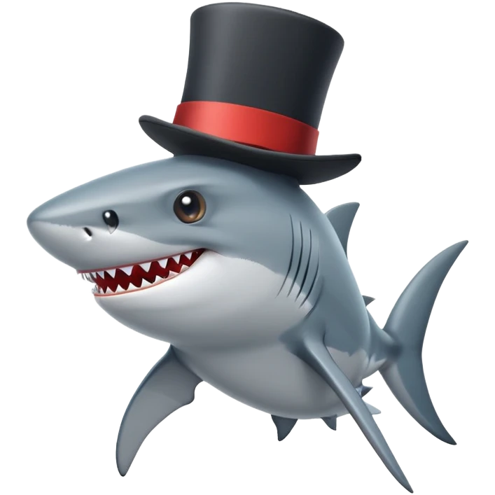 Shark with a top hat emoji