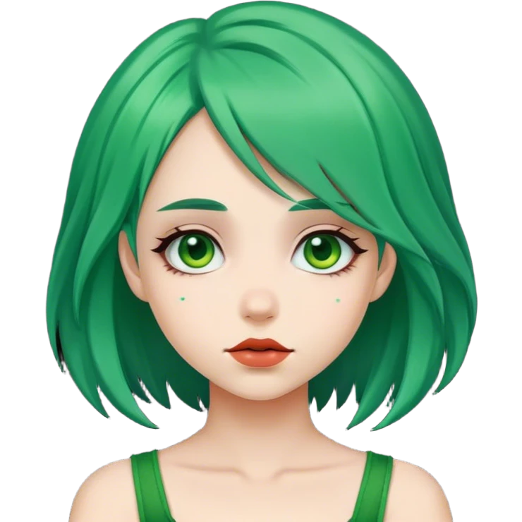 girl green hair  emoji