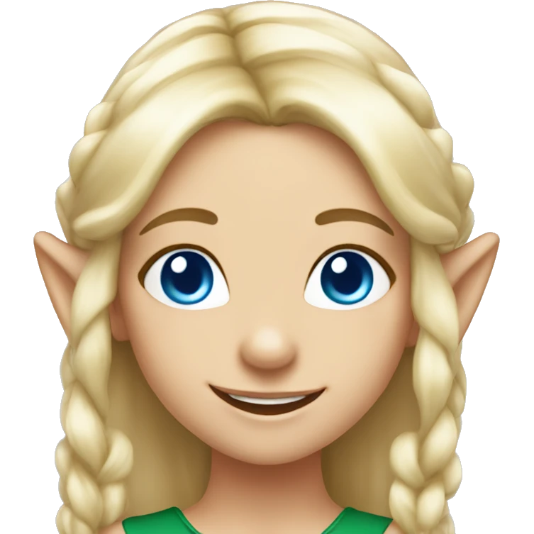 happy elf girl blond hair and blue eyes  emoji