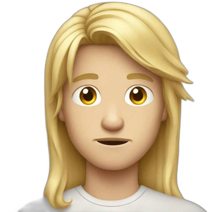 Frowning teen-ager boy with long blond hair emoji