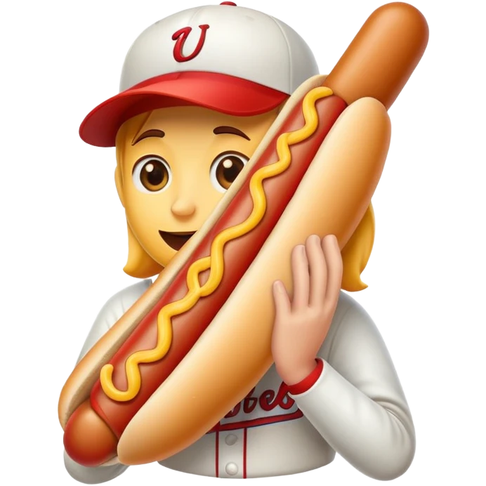 Emoji eating a hotdog at a baseball game emoji