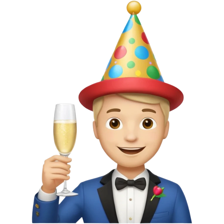 Emoji de un holbre feliz de festejo solo cabeza  emoji