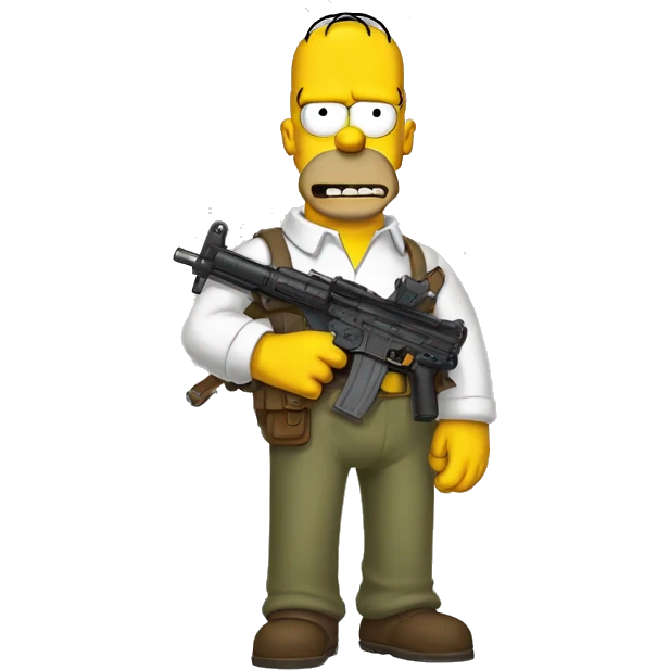 Homer Simpson, avec une arme dans les mains emoji
