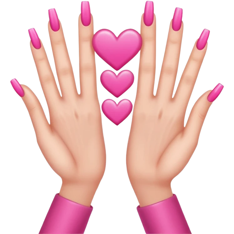 hands with long pink nails doing a hand heart like this 🫶🏼 emoji