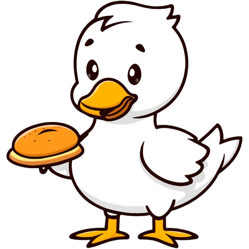 duck holding a bread loaf emoji