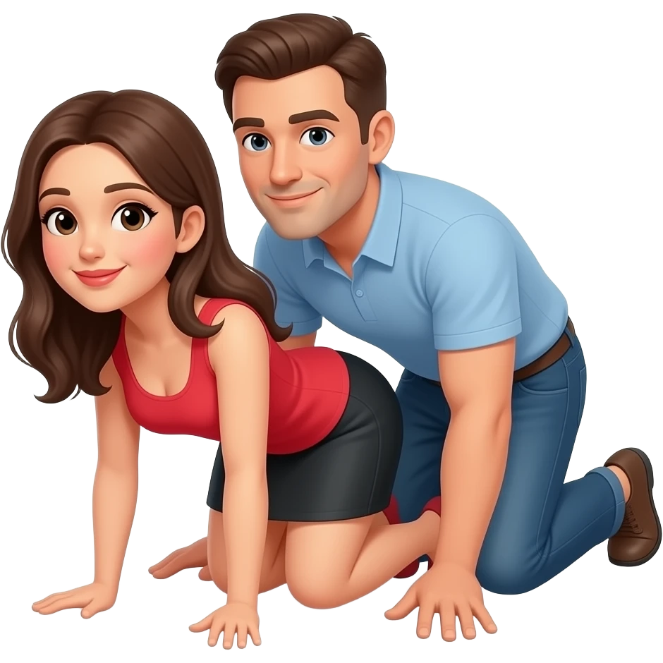 Woman on all fours with man behind her emoji