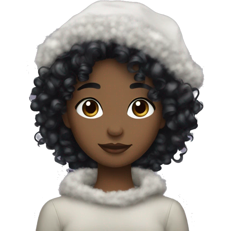 Black colored curly hair girl winter aesthetic  emoji