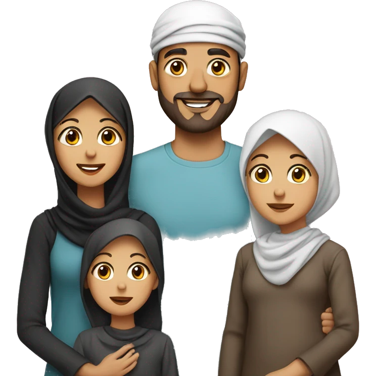 Muslim familys with 1 son 2 daughters  emoji