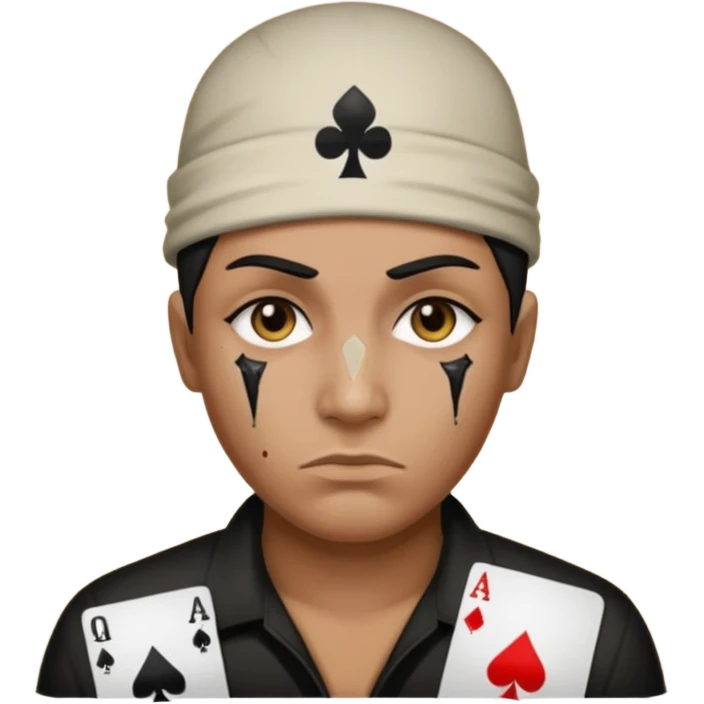He Shot bullet on his head gangsta poker face emoji