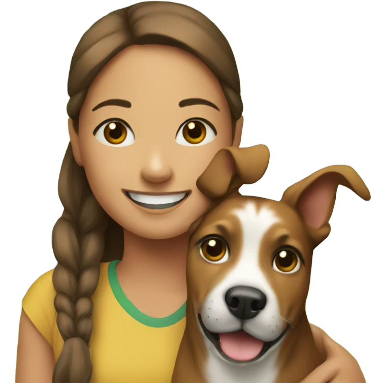 smiling girl with dog outdoors emoji
