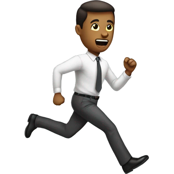 Late for work, running towards office emoji