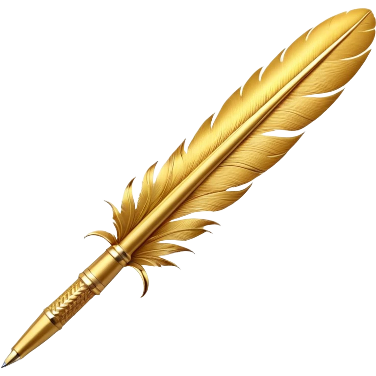 3D perspective Premium golden feather pen emoji