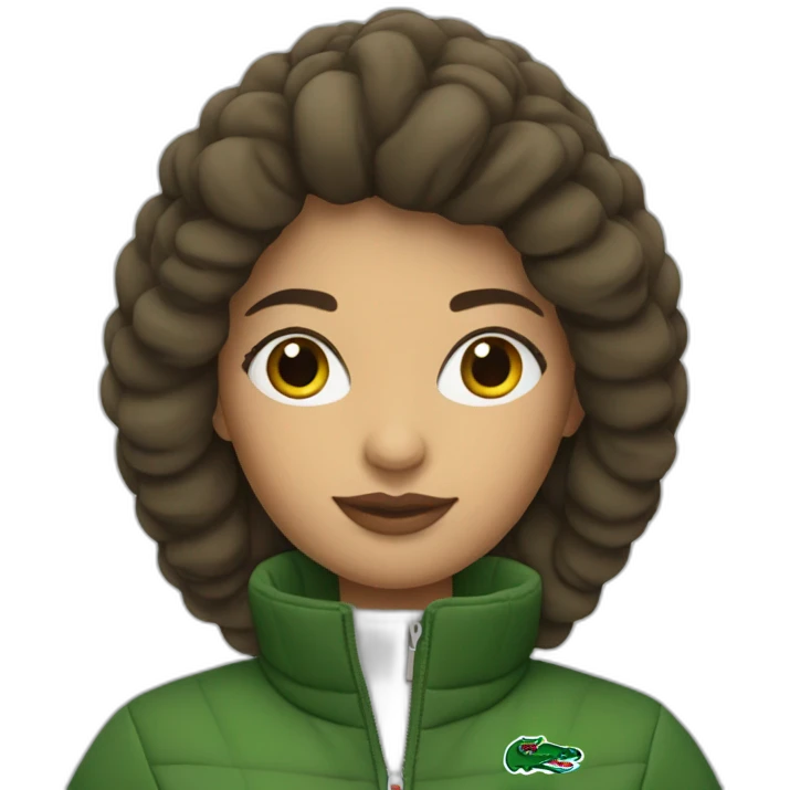 latina woman using Lacoste puffer jacket emoji