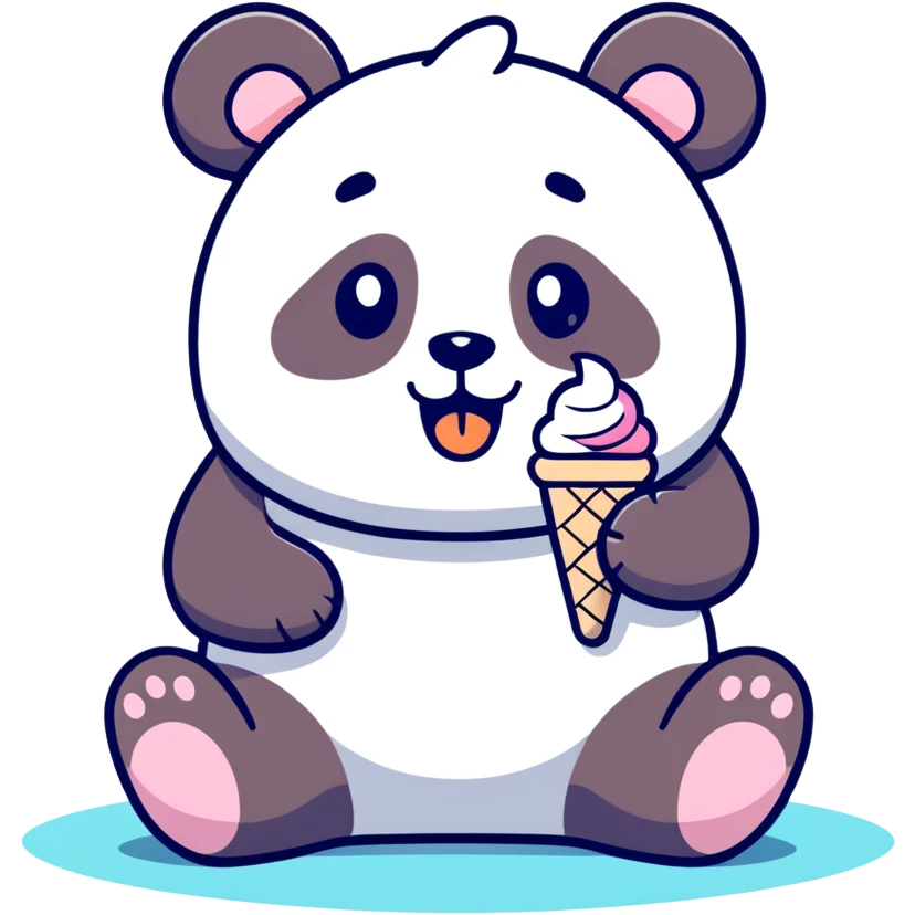 Panda eating ice cream emoji