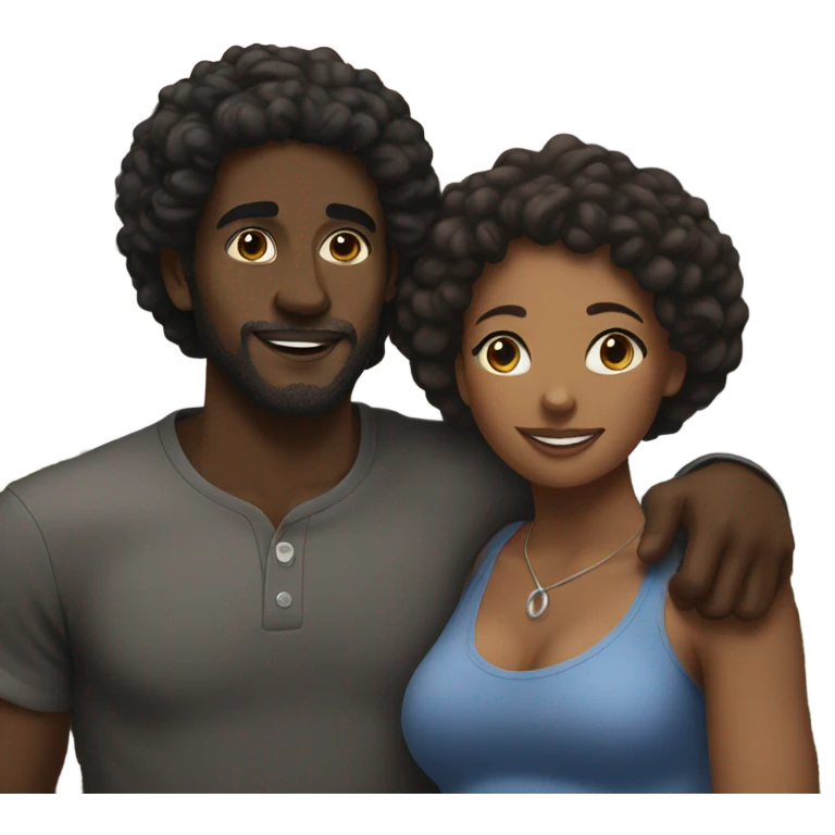 outdoor hug between black man and black woman  emoji