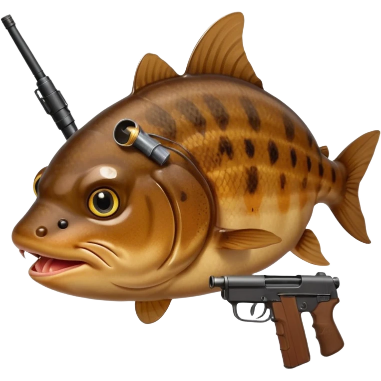 catfish eating a fish with a gun emoji