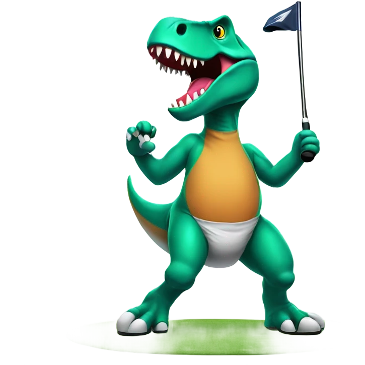T-Rex playing golf emoji