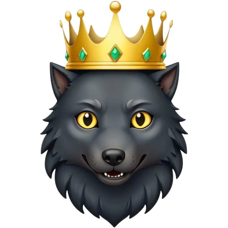 Scary Black Wolf with Gold Crown emoji