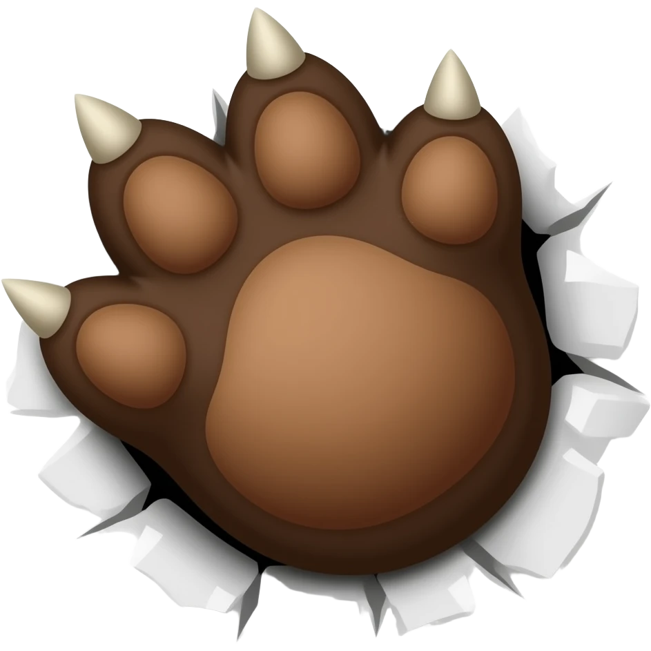 sharp claws of bear paw ripping through the air - NO BACKGROUND emoji