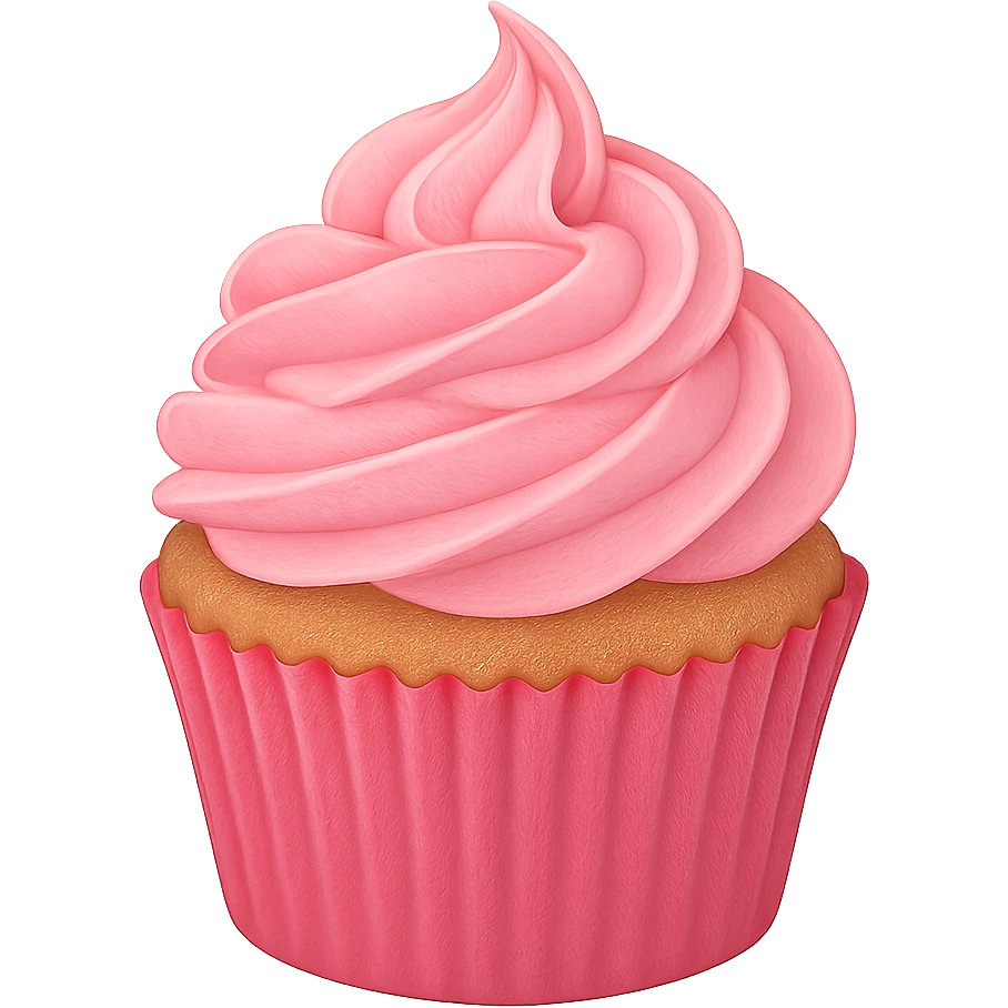 digital illustration of a pink cupcake, no background emoji