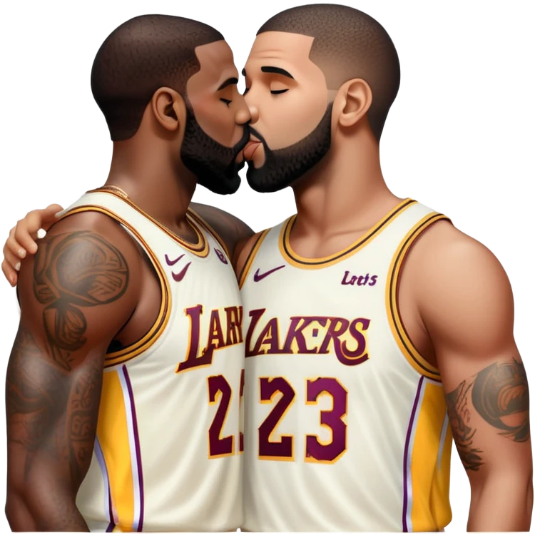 Drake the singer, kissing lebron James  emoji