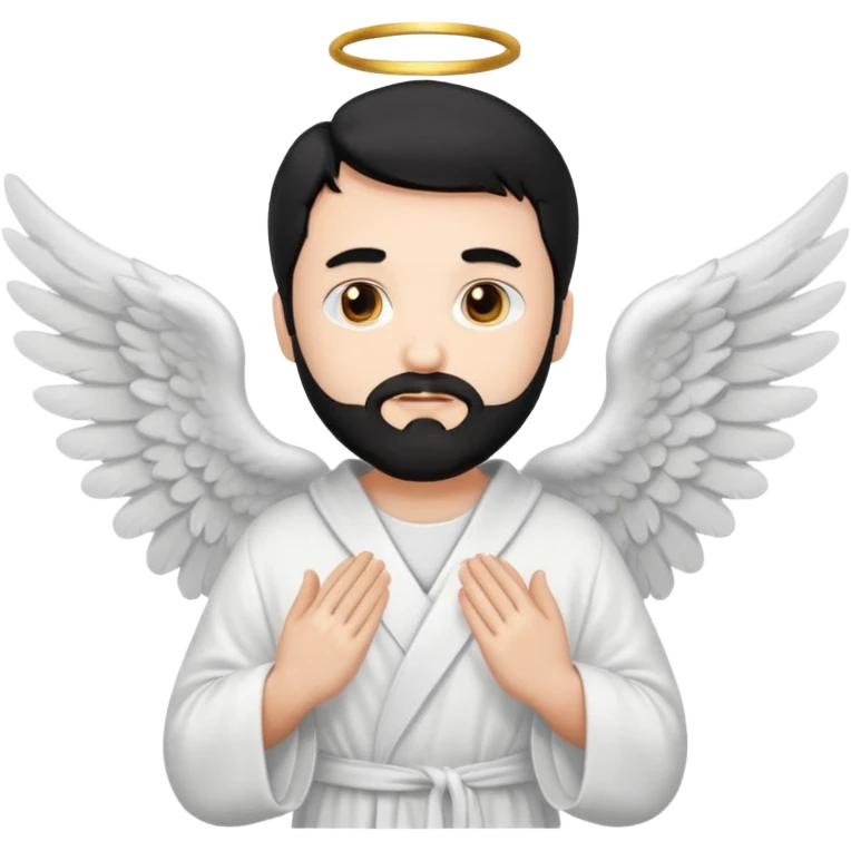  black hair, white bearded man angel emoji