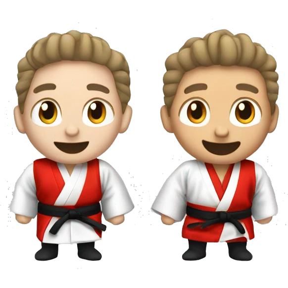 2 guys posing, kimono, Karate school emoji