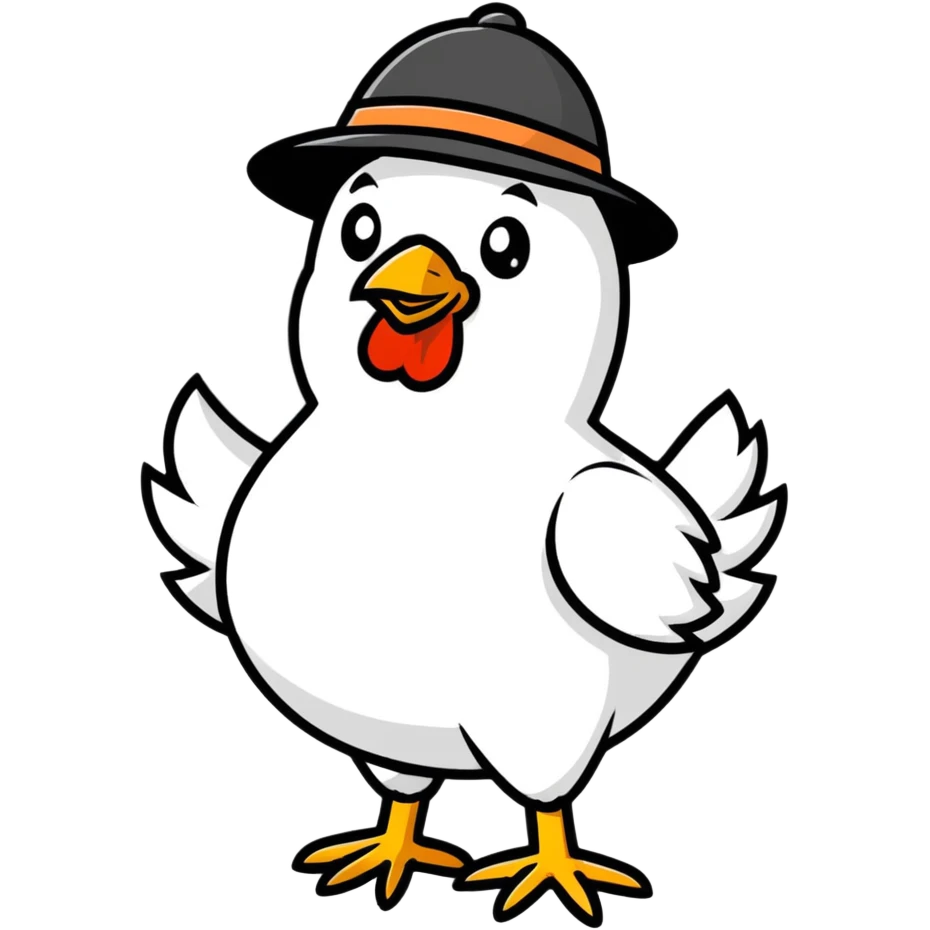 Chicken wearing a hat emoji