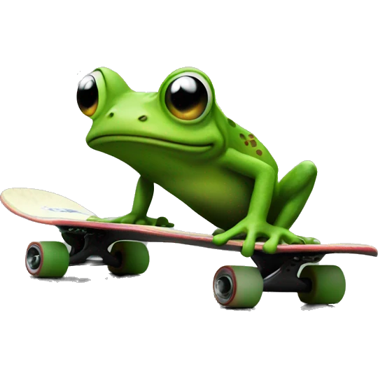Skateboarding frog emoji