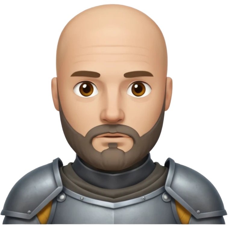 bald knight with beard, grey armor emoji