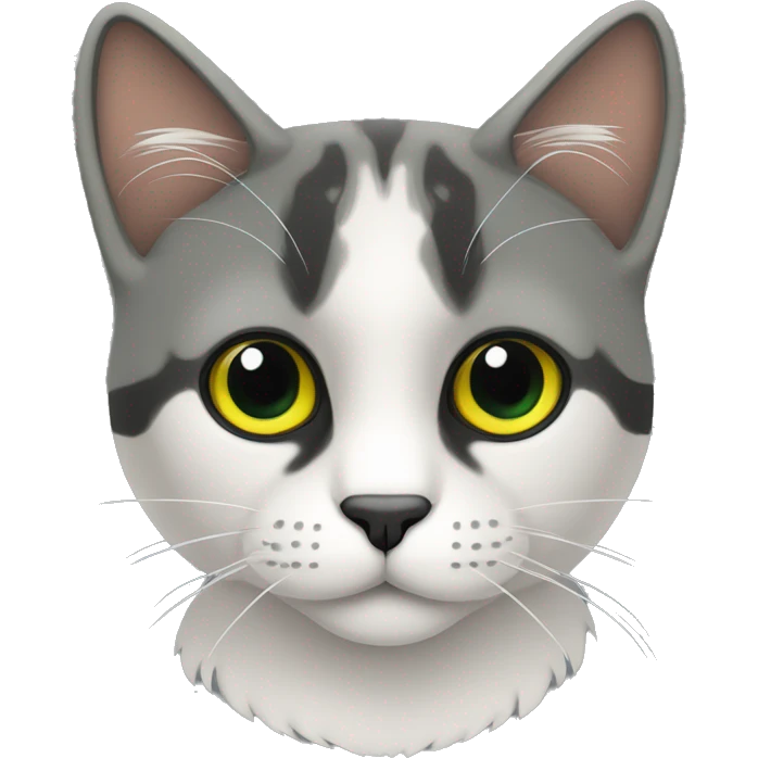 Gato de color negro con rallas blancas y color amarillas ojos verdes emoji