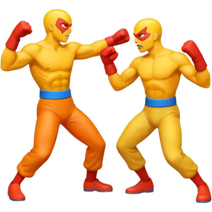 two cartoon figures fighting, dynamic action emoji