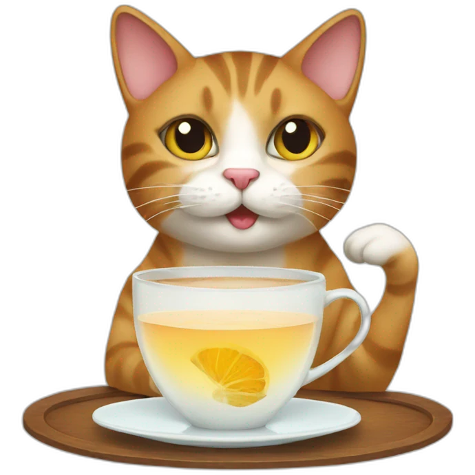 cat drinking tea emoji