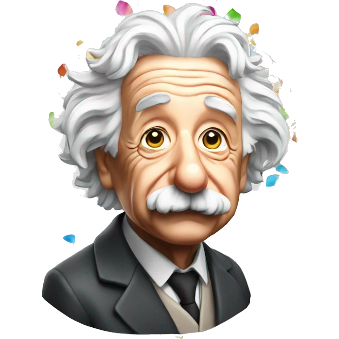 albert einstein colorful confetti in his hand emoji