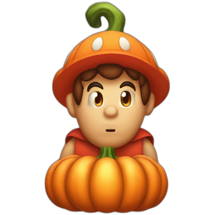 mario bros with dress pumpkin emoji