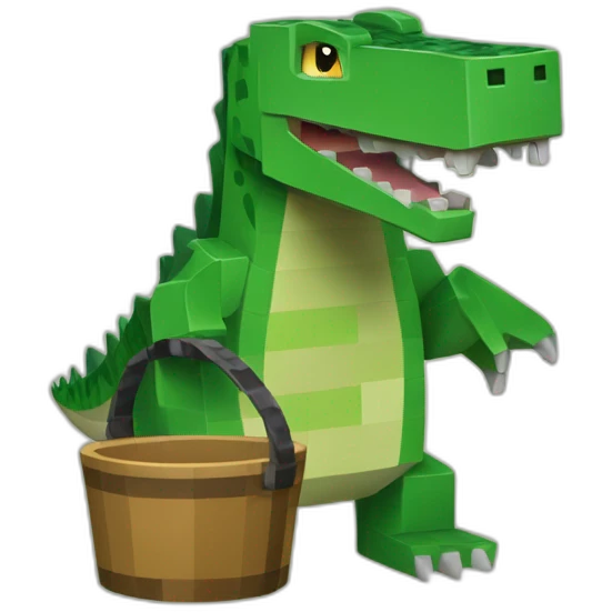 Crocodil with a minecraft bucket emoji
