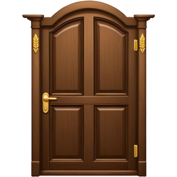 porta única de madeira arredondada no topo, sem rosto, elegante emoji