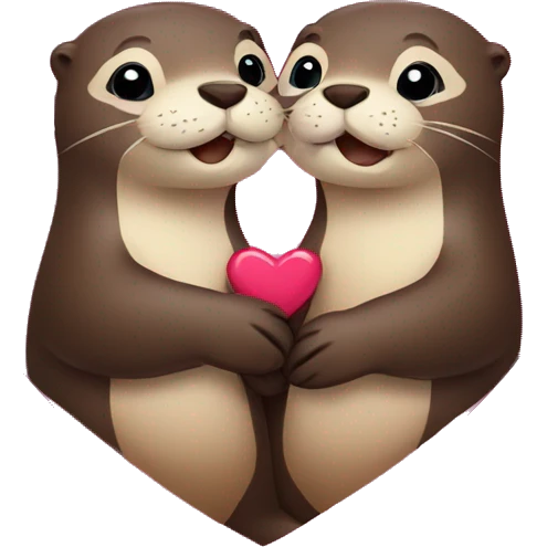Otters in love, heart emoji