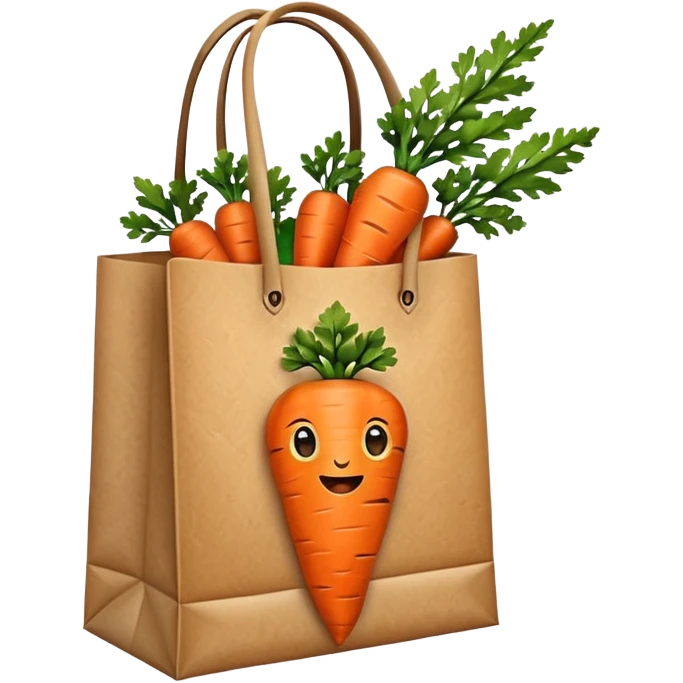 paper shopping bag with carrot inside. Transparent background emoji