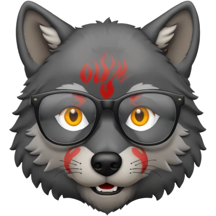 Wolf in blqck glasses emoji