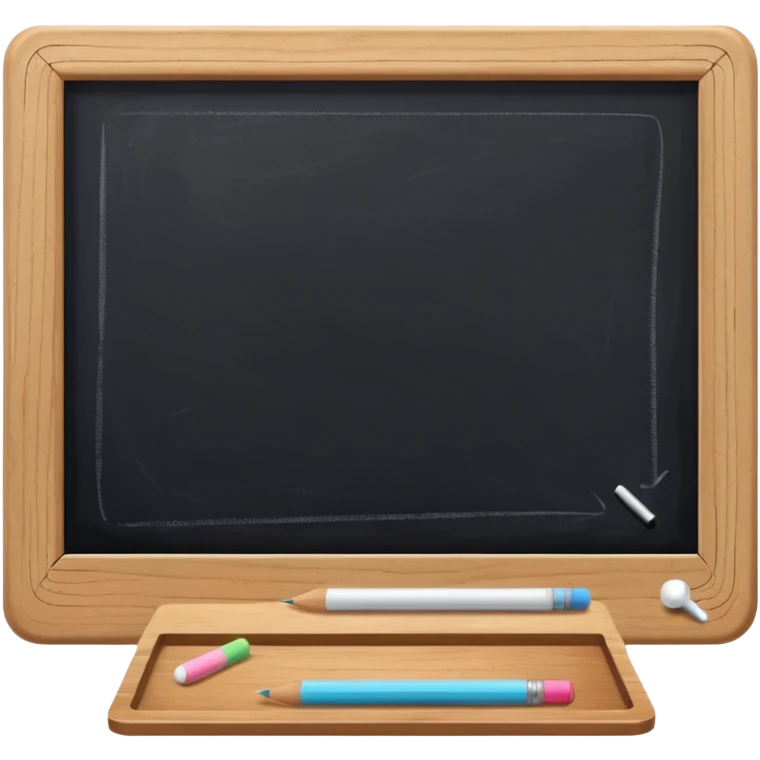 drawing board with classic wooden frame, chalk and eraser emoji
