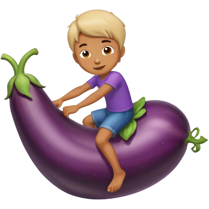 Boy riding eggplant  emoji